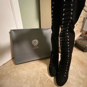 Vince Camuto Over-The-Knee Lace-Up Block Boots